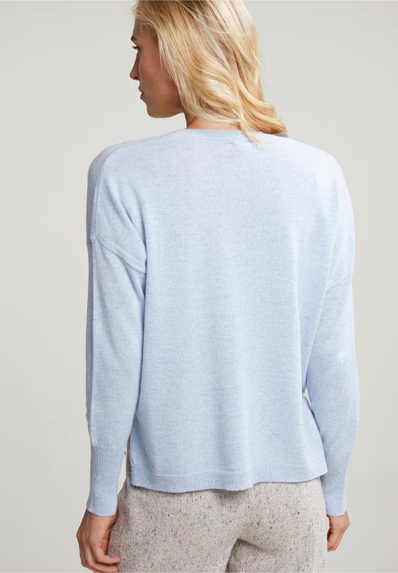 Light Blue Basic V-Neck Sweater Long Sleeves - Blauw