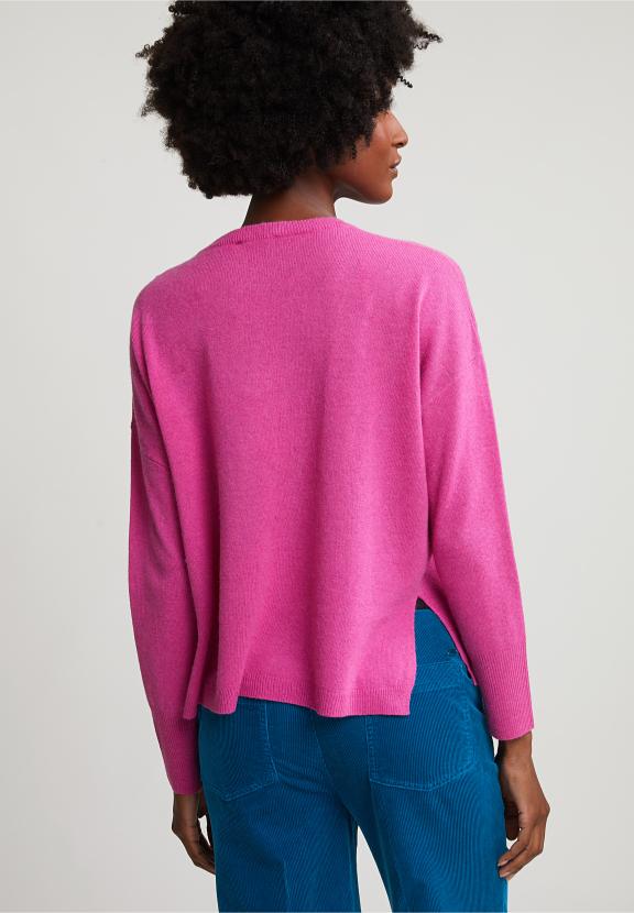 Pink Basic V-Neck Sweater Long Sleeves - Paars