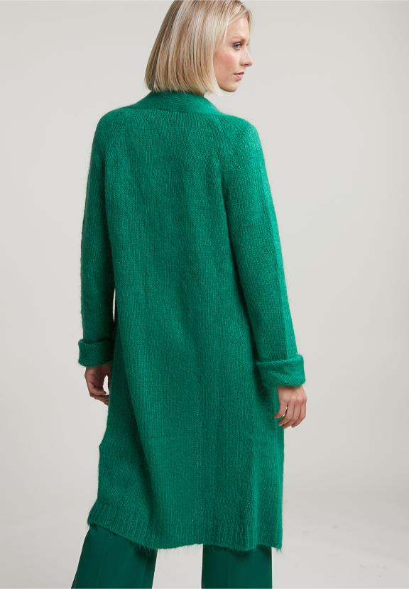 Green V-Neck Cardigan Long Sleeves - Groen