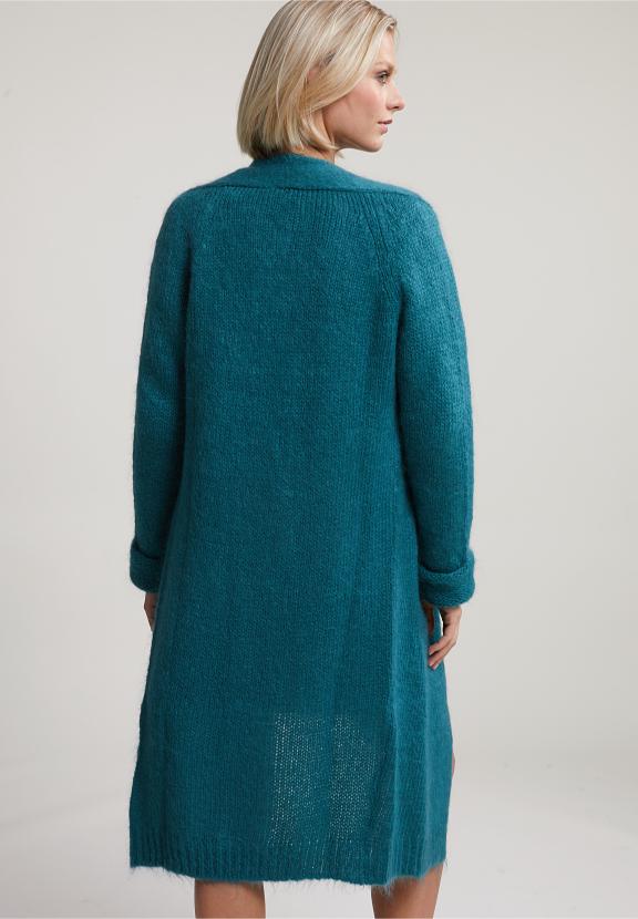 Green V-Neck Cardigan Long Sleeves - Vert