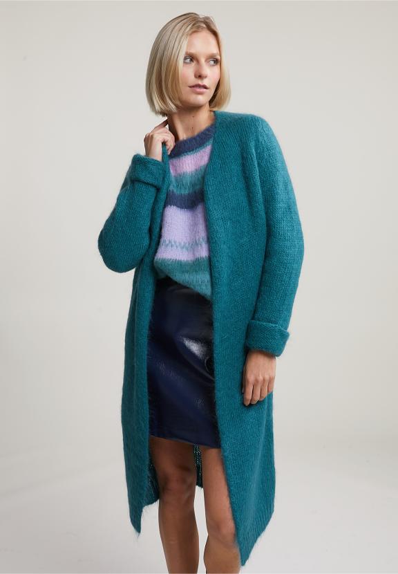 Green V-Neck Cardigan Long Sleeves - Groen