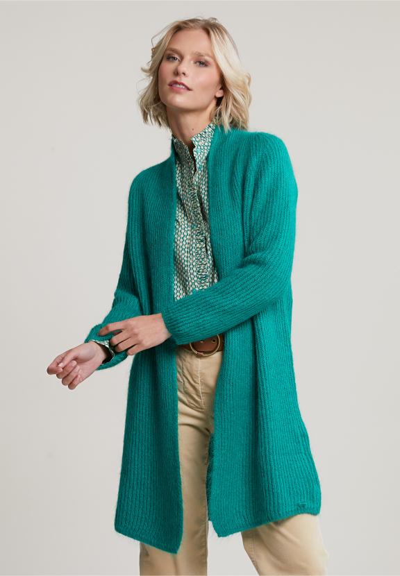 Green Long Cardigan Long Sleeves - Groen