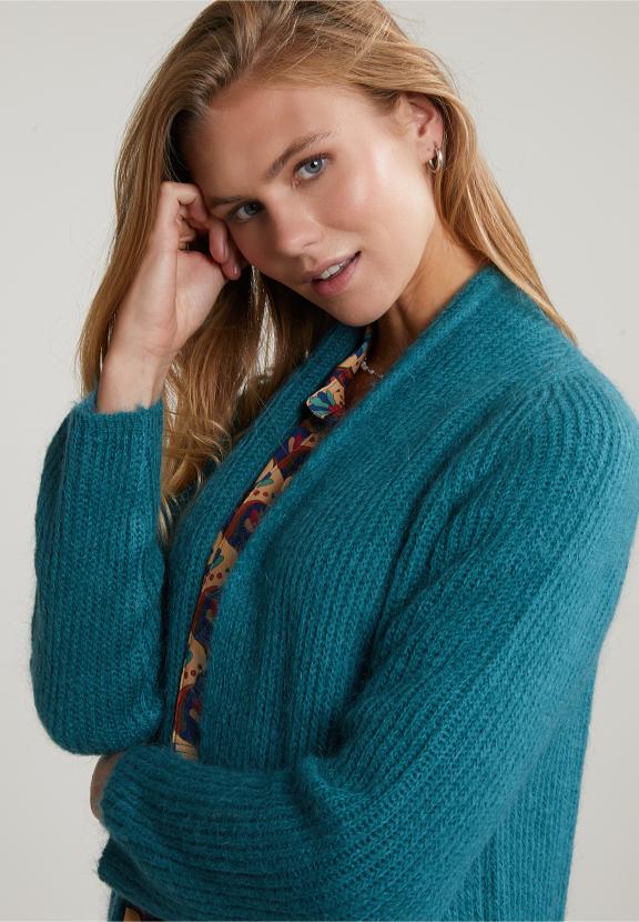 Green Long Cardigan Long Sleeves - Groen