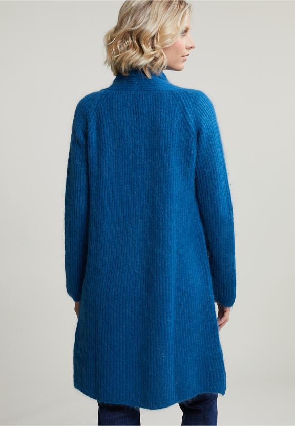 Petrol Long Cardigan Long Sleeves - Blauw