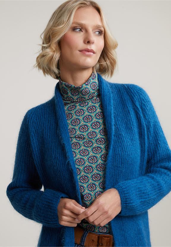 Petrol Long Cardigan Long Sleeves - Blauw