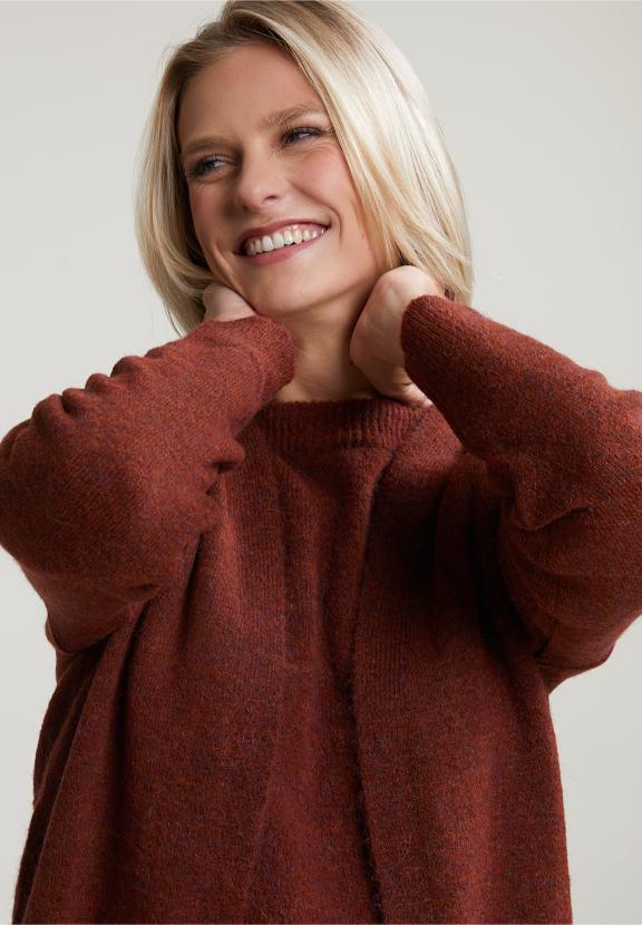 Brown Long V-Neck Cardigan Long Sleeves - Bruin