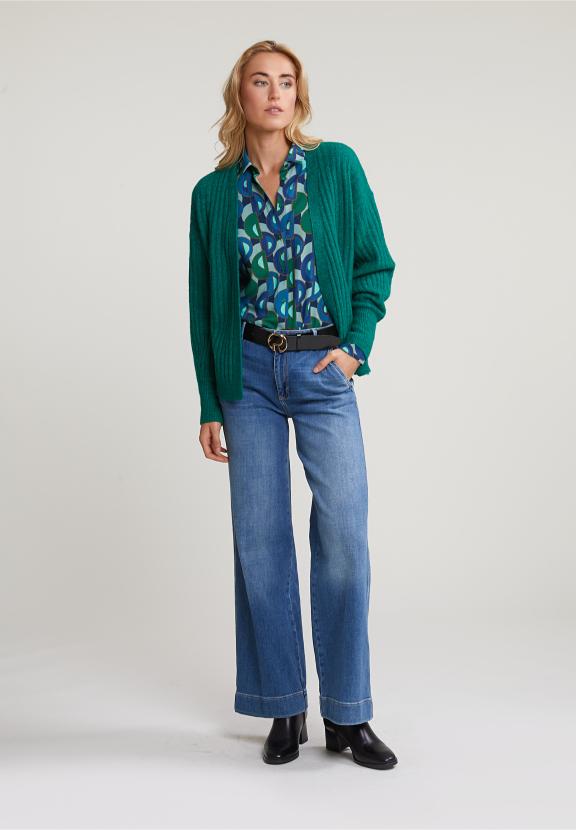 Green Woolen V-Neck Cardigan - Groen