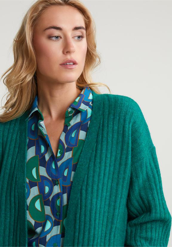 Green Woolen V-Neck Cardigan - Vert