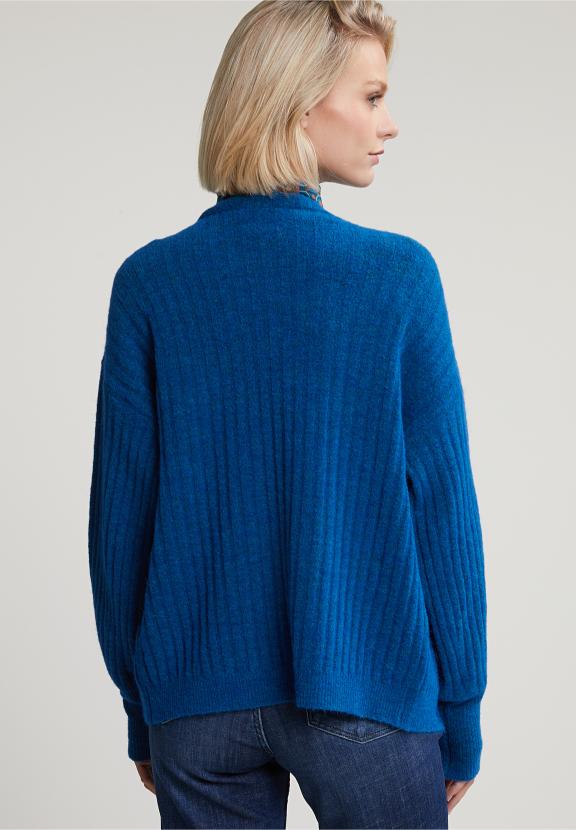Petrol Woolen V-Neck Cardigan - Blauw