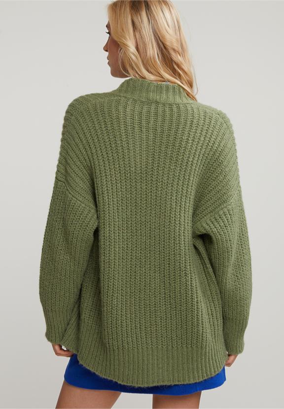 Green Short V-Neck Cardigan - Groen
