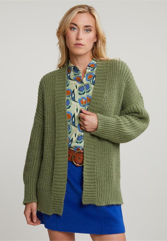 Green Short V-Neck Cardigan - Groen