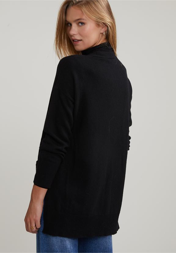Black V-Neck Buttoned Cardigan 2 Pockets - Zwart