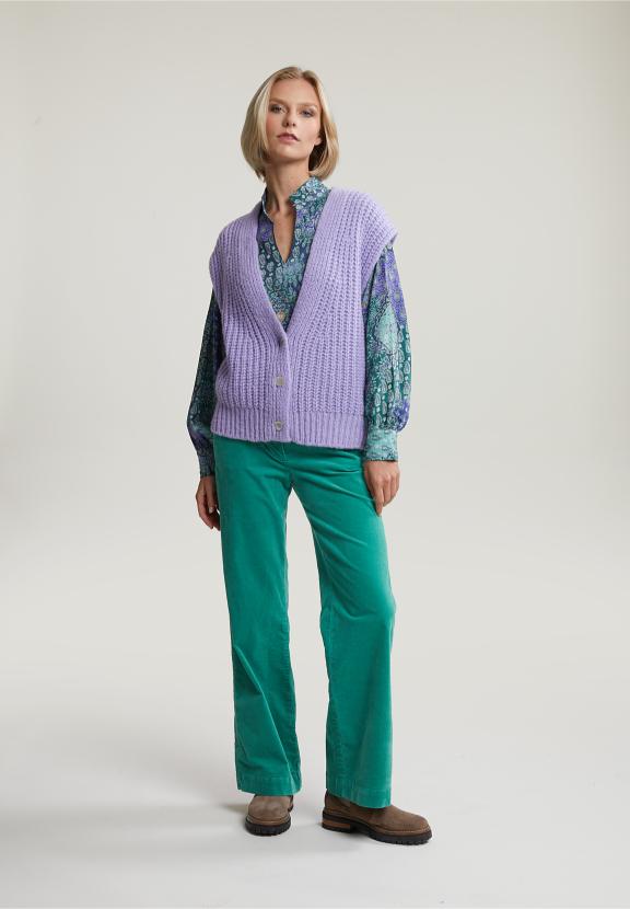 Purple Buttoned V-Neck Spencer - Violet