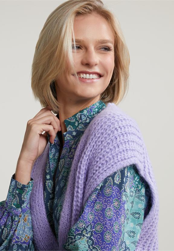 Purple Buttoned V-Neck Spencer - Violet