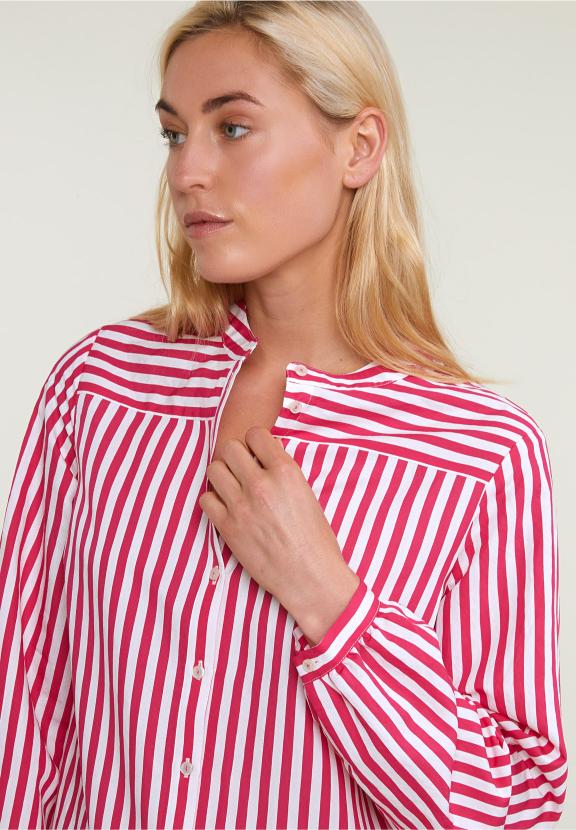 Pink/White Striped Loose Dress - Roze