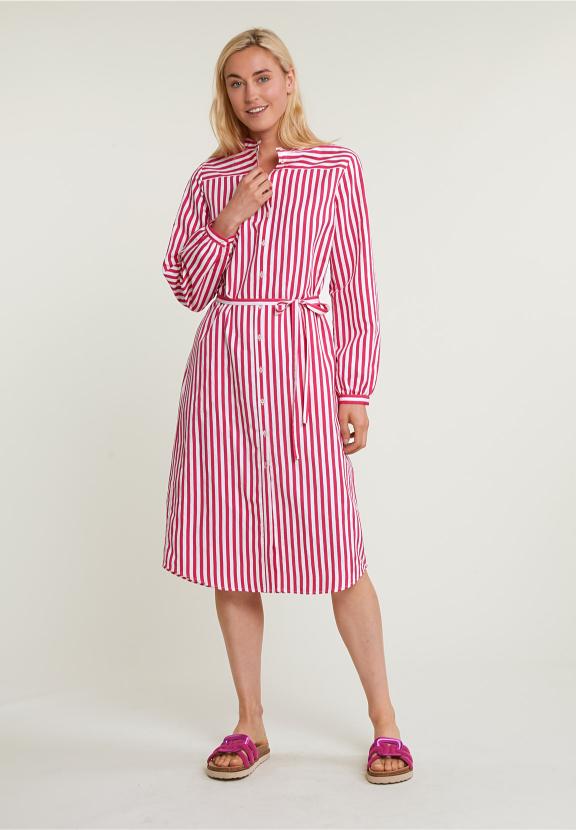Pink/White Striped Loose Dress - Roze