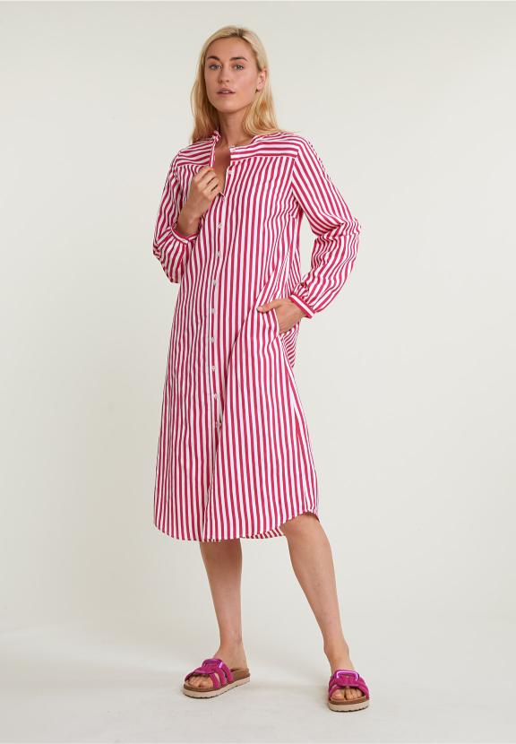 Pink/White Striped Loose Dress - Roze