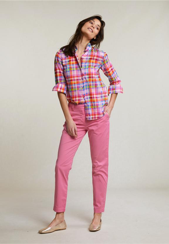 Mulit Checked Blouse Long Sleeves - Mix