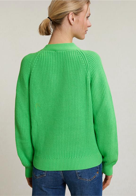 Green Buttoned V-Neck Cardigan Long Sleeves - Groen