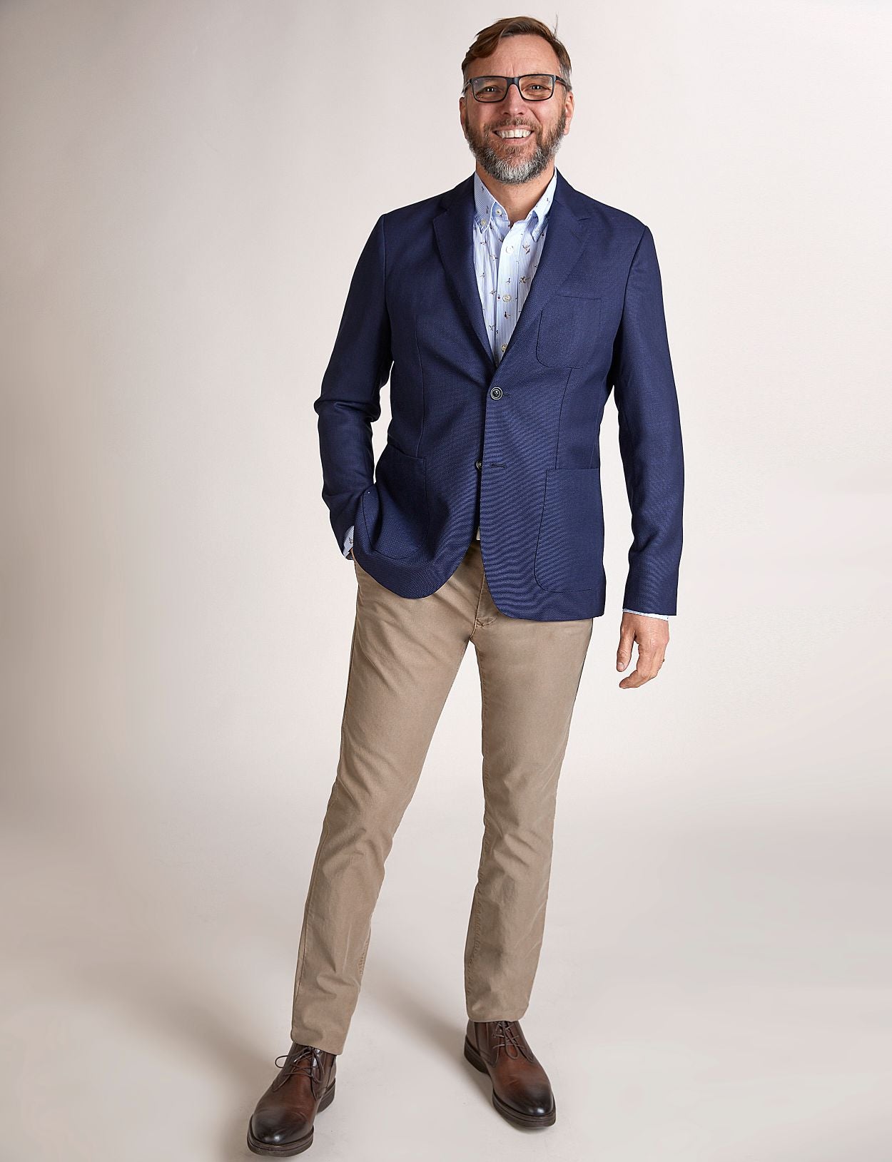 Man Blauwe Ronde Zakblazer In Het Blauw - W