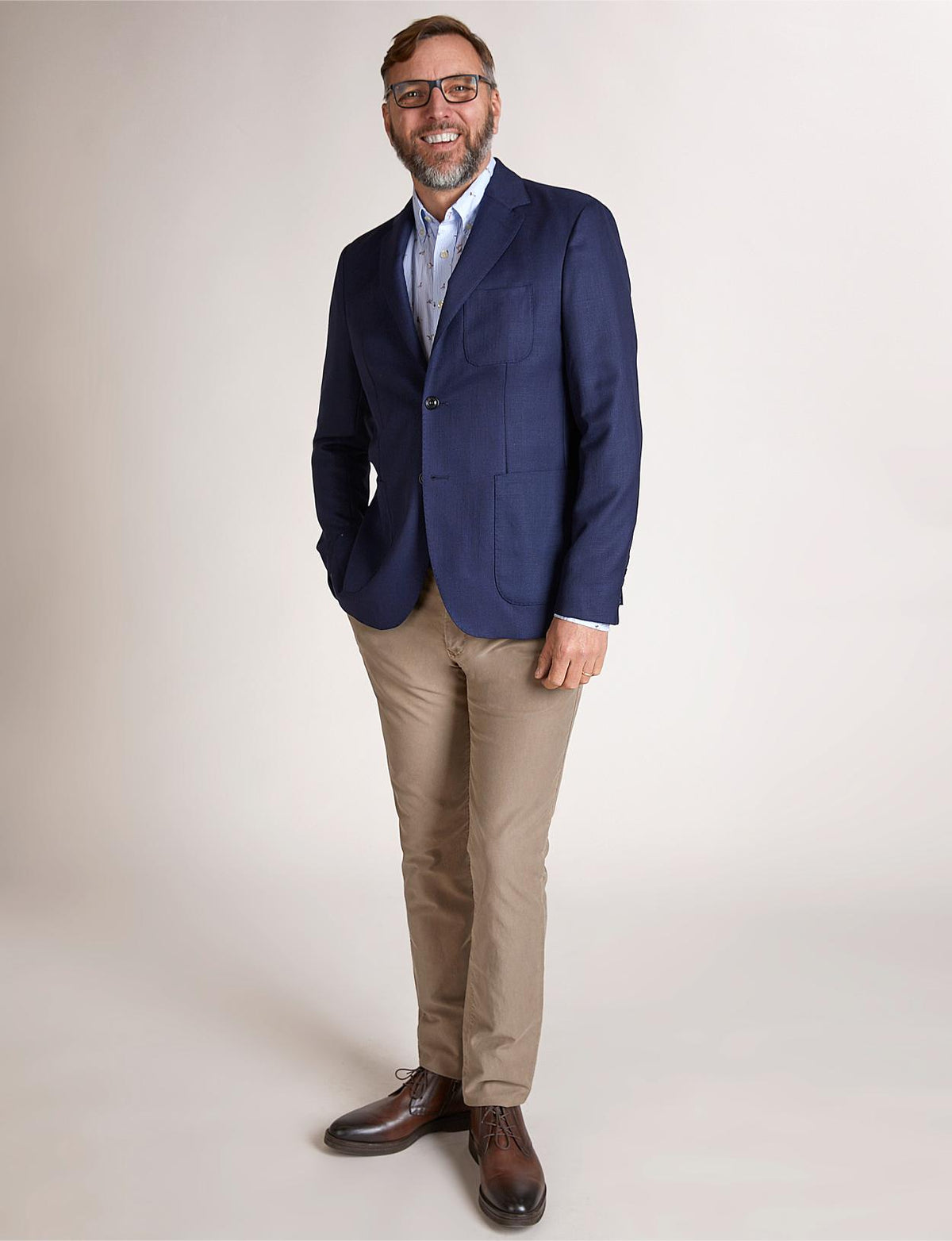 Blue Round Pocket Blazer In Blue - Bleu