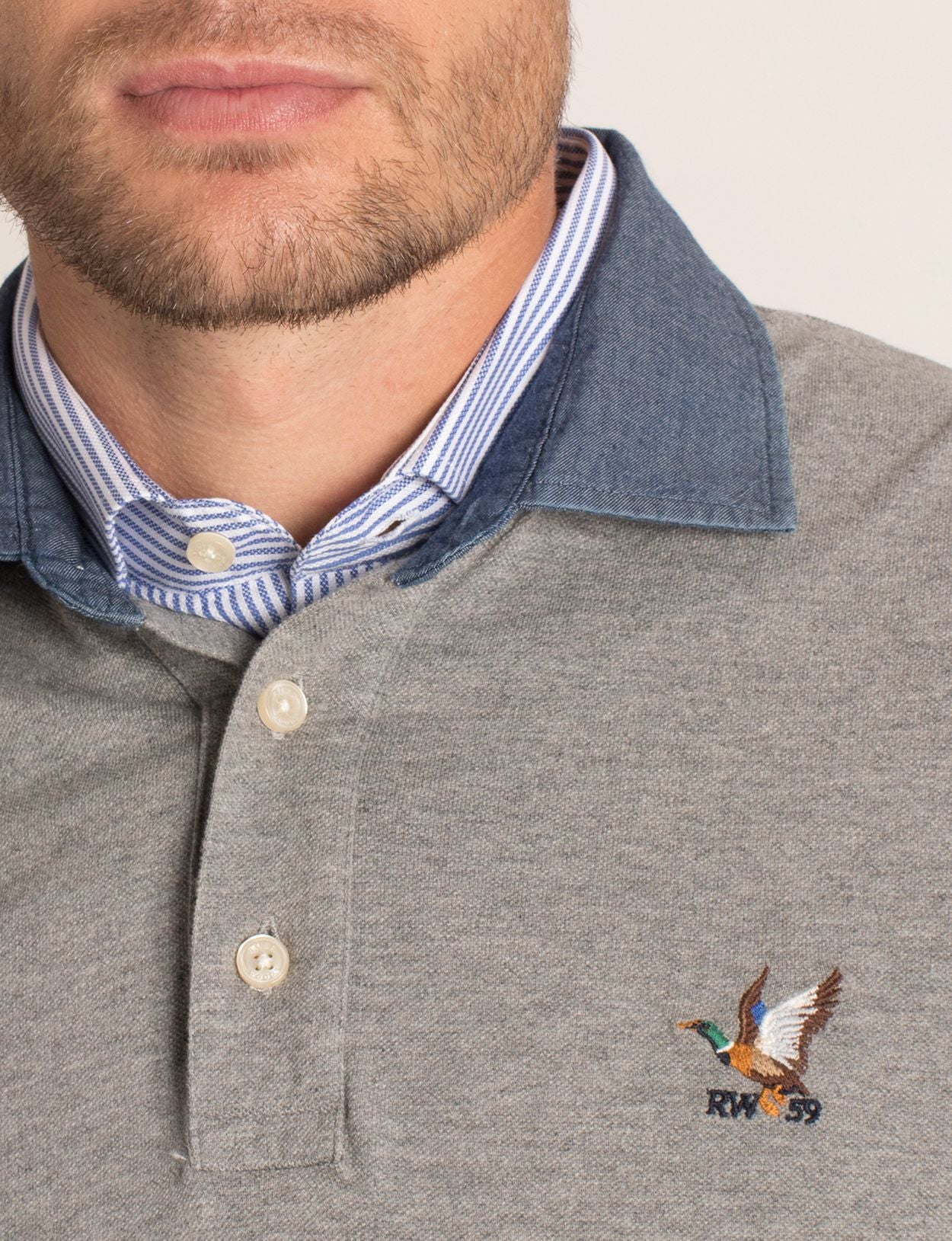 Homme Polo En Coton Sur Mesure De Couleur Grise - W