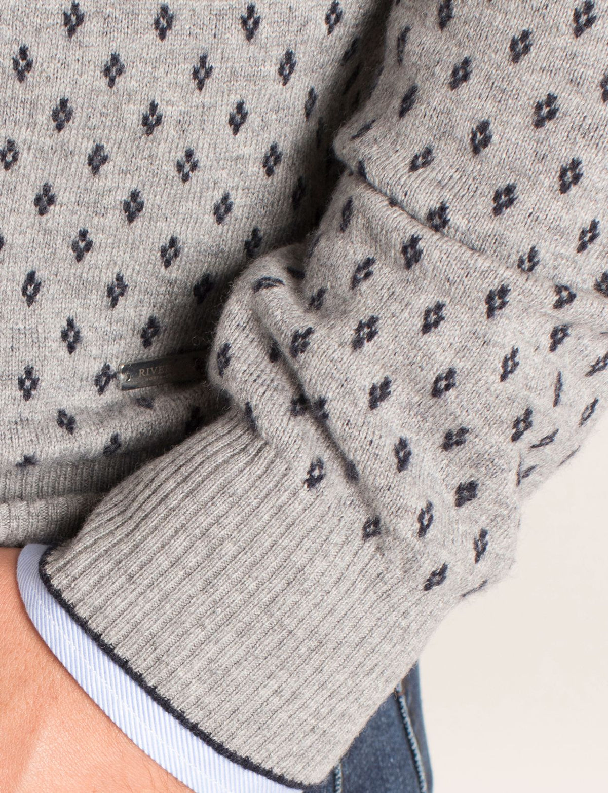 Man Slank Passende Trui Met Diamantpatroon In Grijs - W