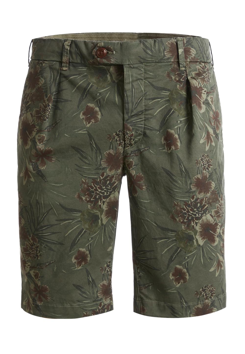 Shorts With Vintage Hibiscus Print - Vert