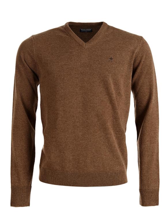 Basic V-Neck Pullover In Brown - Marron