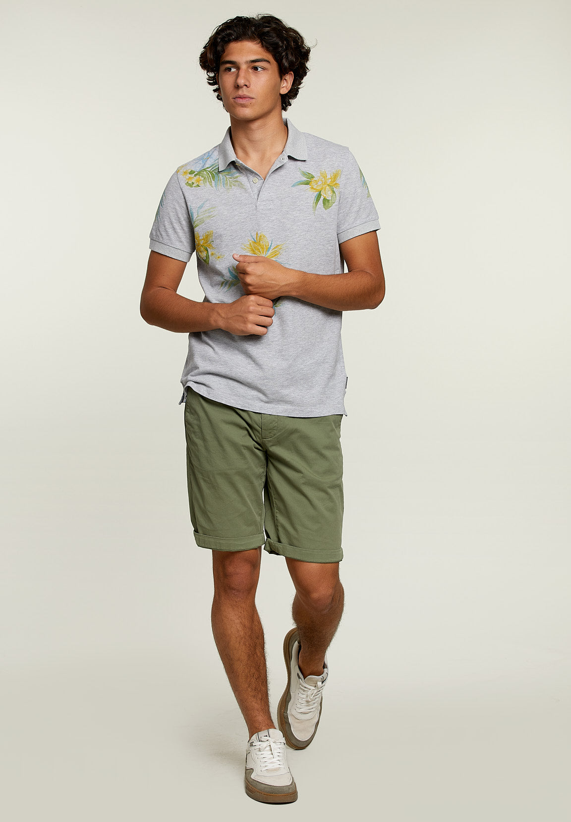 Polo ajusté couleur huître - Gris