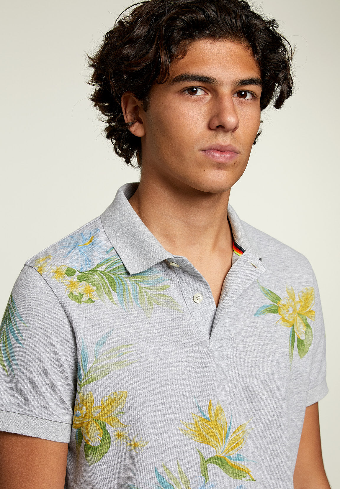 Polo ajusté couleur huître - Gris
