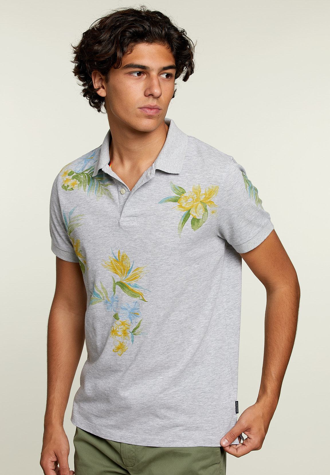 Polo ajusté couleur huître - Gris