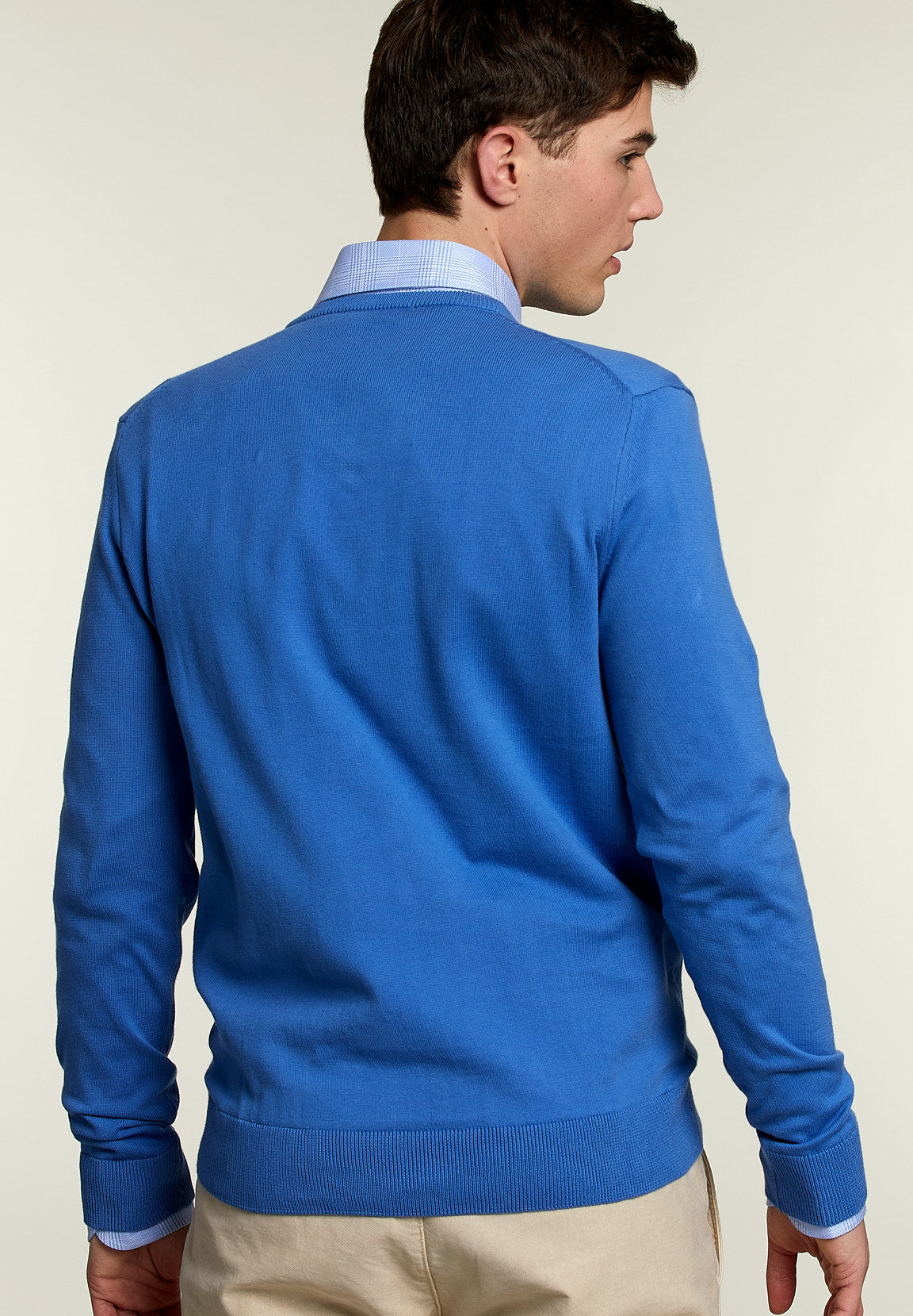 Basic V-Neck Pullover Blue Bird - Blue