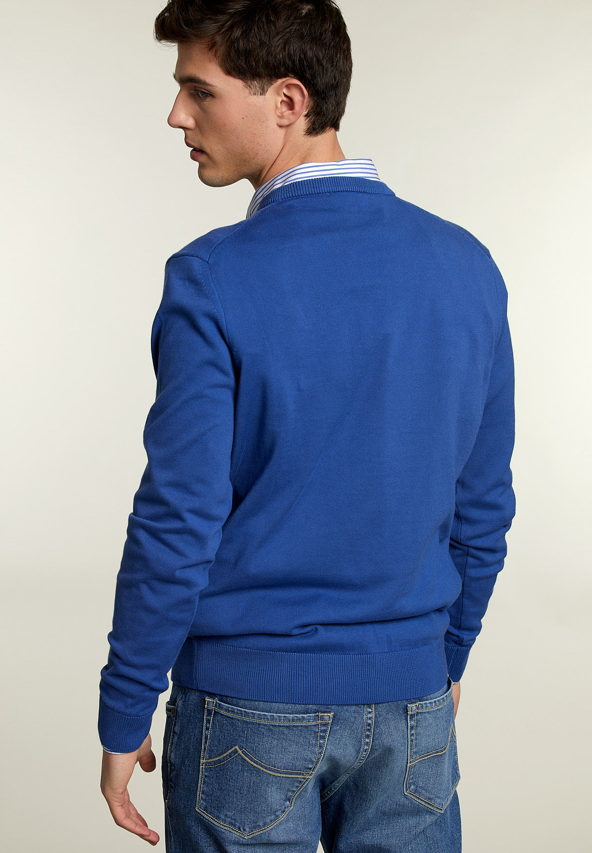 Basic V-Neck Pullover Exotic Blue - Blue