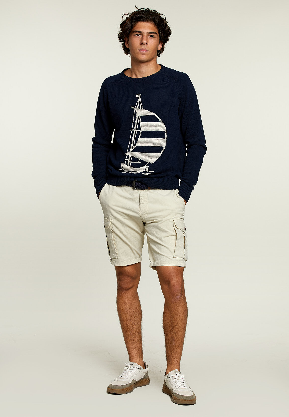Custom Fit Round Neck Cotton Sweater Admiral - Blue