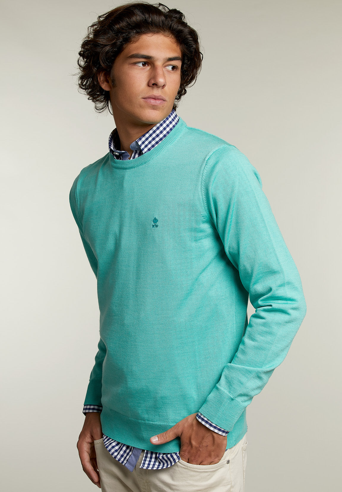 Basic Merino Crew Neck Pullover Margarita Mix - Green - W