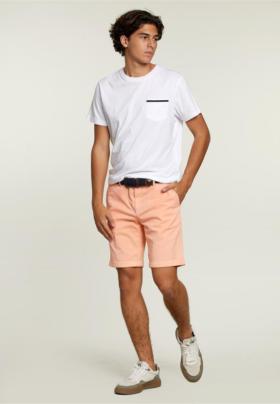 Tight Fit Chino Shorts Soft Melon - Oranje