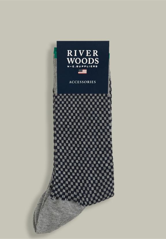 Cotton Checked Socks Mid Grey Mix - Grijs