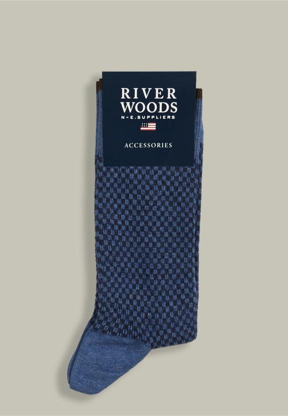 Cotton Checked Socks Wagon Mix - Blauw