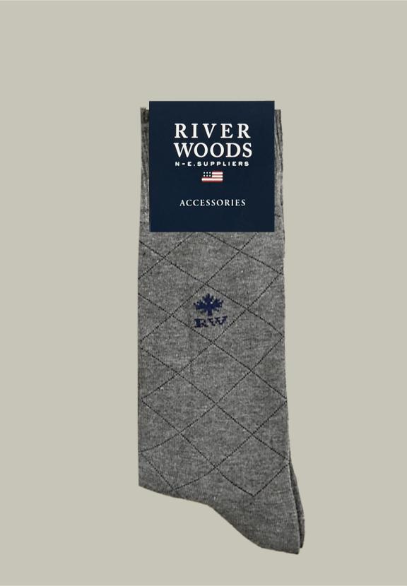Bamboo Checked Socks Granite Mix - Grijs