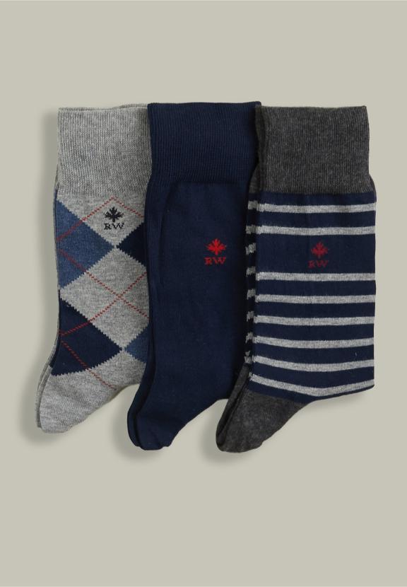 Cotton Socks 3-Pack Navy - Blauw