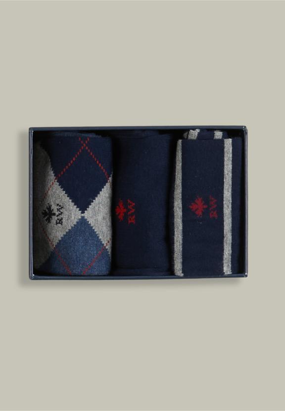 Cotton Socks 3-Pack Navy - Blauw