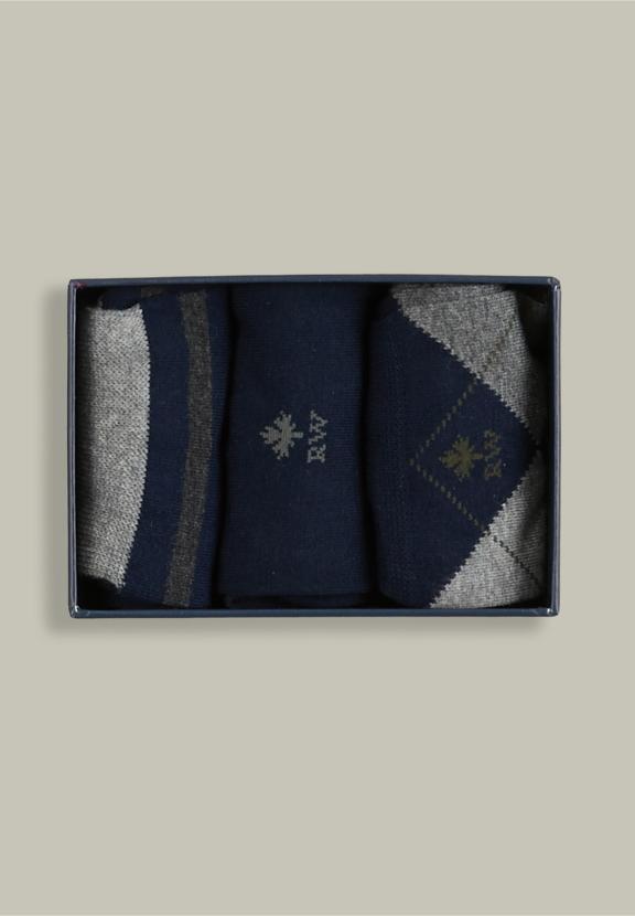 Cotton Socks 3-Pack Navy - Blauw