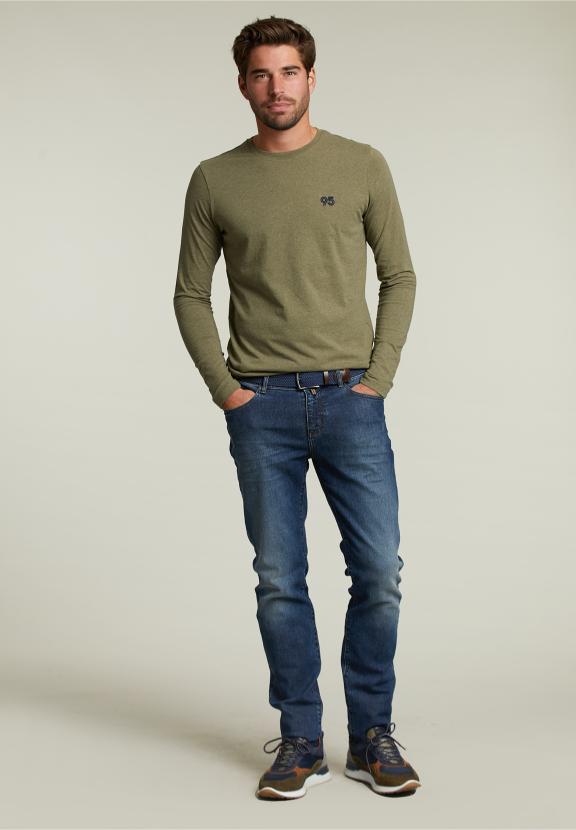 Basic Slim Fit T-Shirt In Cottage Mix - Khaki