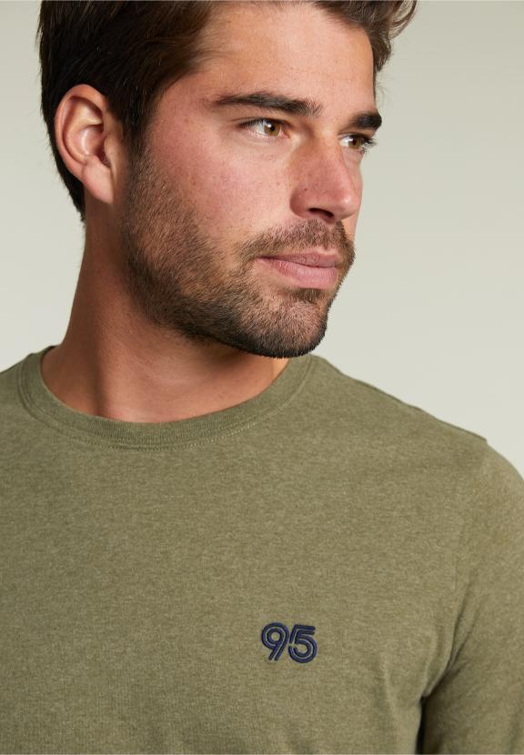 Basic Slim Fit T-Shirt In Cottage Mix - Khaki