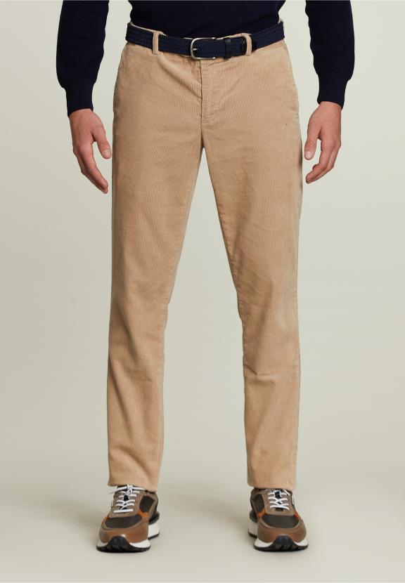 Tight Fit Basic Corduroy Pants Beige - Beige