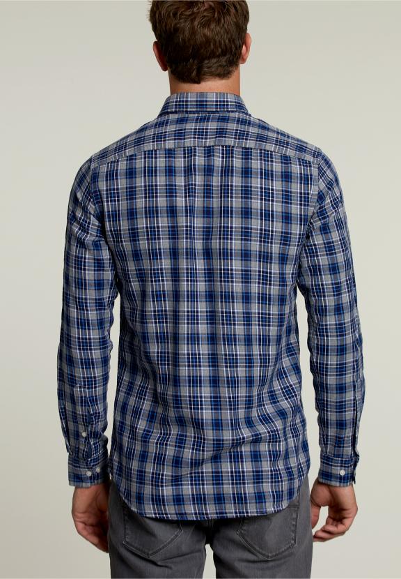 Op Maat Gemaakt Geruit Overhemd Blauw/Grijs - W