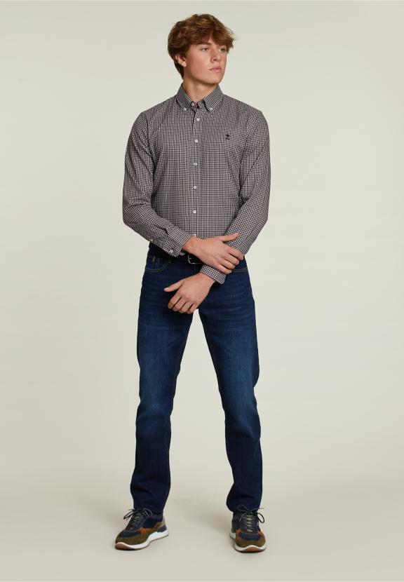 Custom Fit Checked Shirt Multi - Kaki