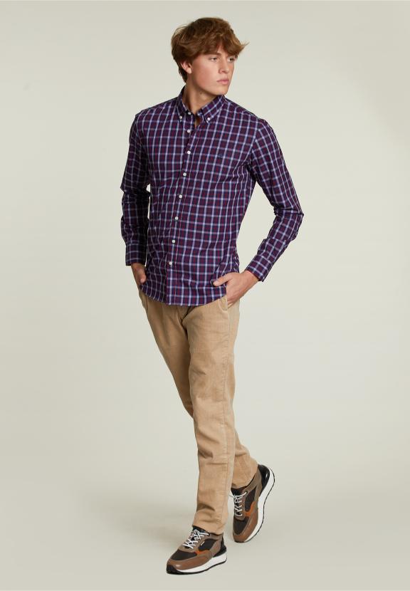 Slim Fit Geruite Overhemd Multi - W