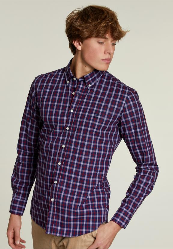 Slim Fit Geruite Overhemd Multi - W